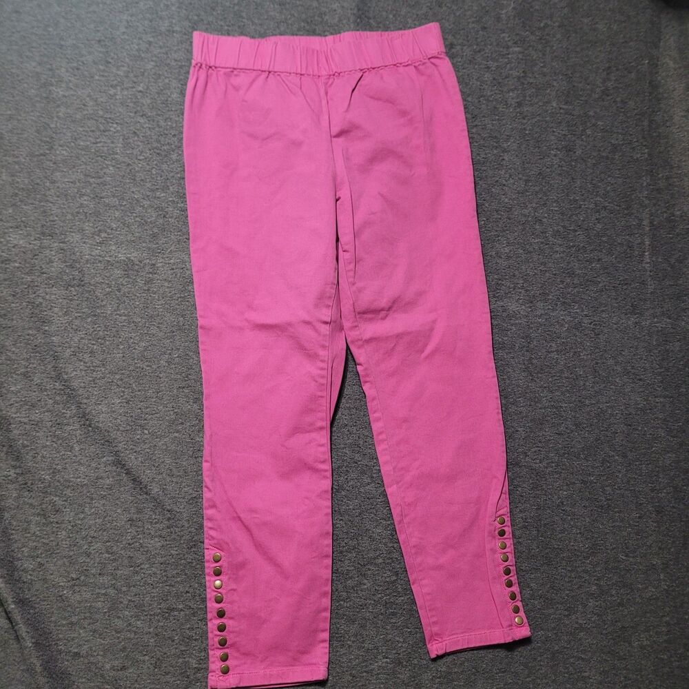 Soft Surroundings Large pants pull on pink fuchsia snap button elastic waistband